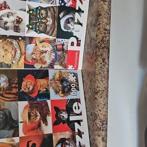 2 Cat Jigsaw Puzzle with Adorable Cat Images.  1000 Pieces Each